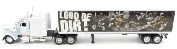 NEW15334USS - KENWORTH W900 blanc avec semi 2 essieux Lord of Dirt