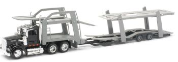 NEW15553B - KENWORTH W900 6x4 noir avec porte voitures gris
