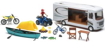 NEW37355 - Coffret camping car quad et moto avec personnage et accessoires de camping