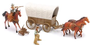NEW38535A - Coffret western avec carriole et personnage 3 chevaux inclus
