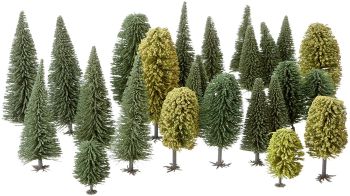 NOC26811 - Lot de 25 arbres 10 feuillus et 15 sapins de hauteurs 5 à 14 cm