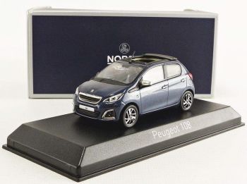 NOREV471801 - PEUGEOT 108 Top Collection 2017  bleue à petites bandes blanches
