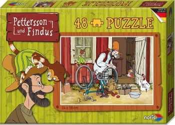 NORI606031343 - Puzzle 48 Pièces Pettersson & Findus - Fait du vélo 24 x 18 cm