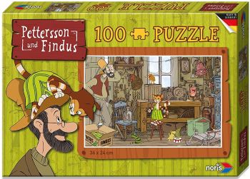 NORI606031351 - Puzzle 100 pièces Pettersson & Findus - Dans le Garage 36 x 24 cm