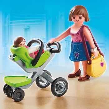 PLAY5491 - Maman et bébé avec poussette - 16 Pièces