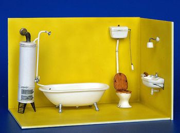 PLS189 - Salle de bains ancienne miniature à assembler et à peindre socle non fourni