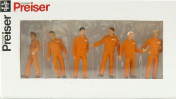 6 mécaniciens en tenue orange