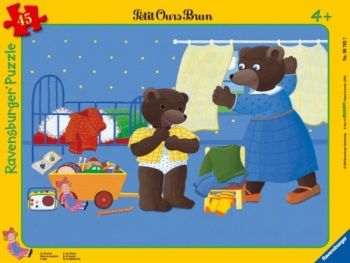 RAV06765 - Puzzle enfant - 45 pièces - PETIT OURS BRUN dans sa chambre - 37 x 29 cm