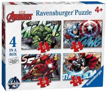 RAV07021 - 4 Puzzles - 12, 16, 20, 24 Pièces - Avengers - 19 x 14 cm