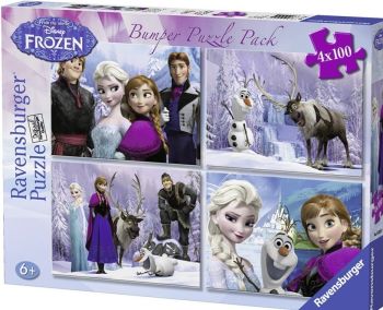 RAV07029 - 4 Puzzles - 100 Pièces - LA REINE DES NEIGES - 36 x 26 cm