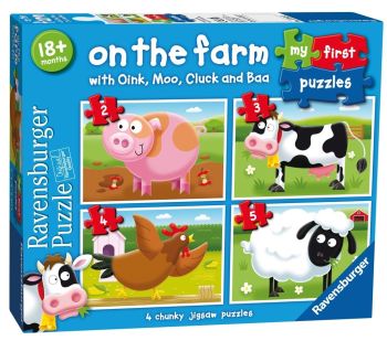 RAV073023 - 4 Puzzles - 2,3,4,5 Pièces - Les animaux de la ferme