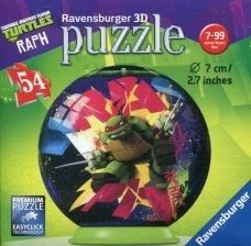 RAV11908/02 - Puzzle 3D - 54 Pièces - LES TORTUES NINJA Raphael - 7 cm