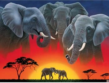 RAV163564 - Puzzle 1500 Pièces Les éléphants 84 x 60cm