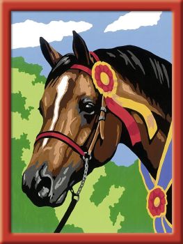 RAV28592 - Numéro d'art avec autocollants - Cheval à la cocarde - 18 x 24 cm