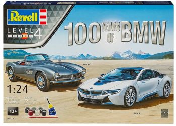 REV05738 - Pack 100 ans BMW avec la 507 cabriolet et la i8 sportive maquette à monter et à peindre