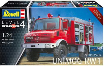 REV07531 - MERCEDES BENZ UNIMOG 1300L RW1 pompier Allemand maquette à monter et à peindre