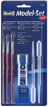 REV29620 - Accessoires de peinture avec 3 pinceaux 0/3/5, 1 flacon de nettoyeur de 14ml, et 2 pipettes 3ml