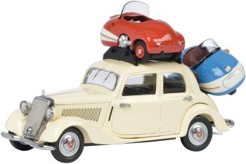 SCH2270 - MERCEDES BENZ 170V avec deux petits kartings Brutsch Mopetta limitée à 1000 exemplaires