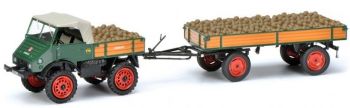 SCH3130 - MERCEDES BENZ UNIMOG U401 avec remorque et chargement de patates