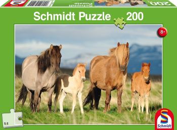 SCM56199 - Puzzle - 200 Pièces - Famille de chevaux - 43 cm x 29 cm