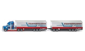 SIK1806 - Train routier Freightlines Transport Service HAUBER 6X4 avec 2 semis caisses rigides 3 essieux et 1 dolly 2 essieux