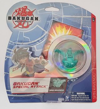 SPI20028697-1 - BAKUGAN attaque Spéciale - 1 BAKUGAN SPIN RAVENOID bleu turqouise + 1 carte portail métallique