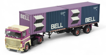 TEK86897 - SCANIA 140 4x2 avec porte container 2x 20 pieds 2 essieux DE WILDE
