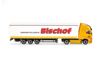 HER319348 - VOLVO FH GL XL electric 4x2 avec remorque rideaux avec hayon 3 essieux BISCHOF