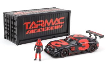 T64-008-4A3R - MERCEDES AMG GT3 #3 2018 avec container et figurine Rouge et noir