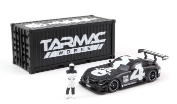T64-008-4A4W - MERCEDES AMG GT3 #4 2018 avec container et figurine noir et blanc