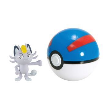 T18532D-03 - Figurine POKEMON - MIAOUSS D'ALOLA avec SUPER BALL