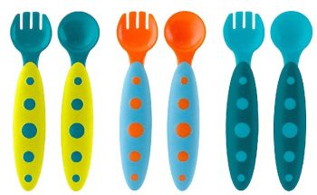 6 Couverts Bleu, orange et vert