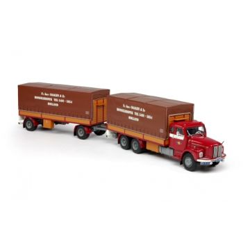 TEK68656 - Porteur SCANIA L76 BeGe 6x4 avec remorque bâchée 2 Essieux VAN DAALEN