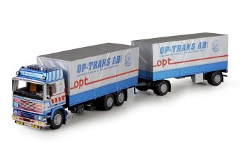 TEK69959 - VOLVO F16 Globetrotter 6x4 porteur baché avec remorque 2 essieux transport OP TRANS