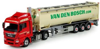 TEK71655 - MAN TGX XLX 4x2 avec semi porte conteneur 3 essieux et silo conteneur transport Van den Bosch