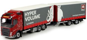 TEK72179 - VOLVO FH Globetrotter 6x2 porteur baché avec remorque 2 essieux Tautliner transport Cordier