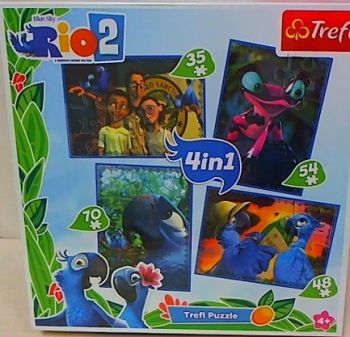 TRF34225 - 4 Puzzles de 35, 48 , 54 et 70 Pièces RIO 2 20.5 x 28.5 cm