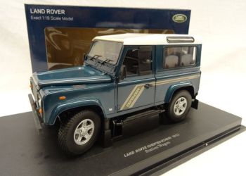 UH3886 - LAND ROVER Defender 90 TDI Station Wagon version familiale bleu métal toit blanc