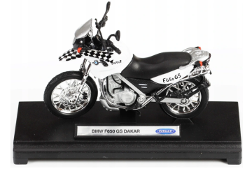WELB19660PWE - Moto BMW F650 GS Dakar blanche avec damier