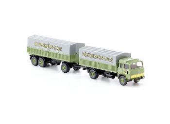 WIK041002 - MAGIRUS 235D 4X2 porteur baché avec remorque 3 essieux bachée Shenker