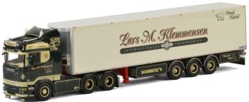 WSI01-2069 - SCANIA R13 HIGHLINE 6X4 avec semi frigo 3 essieux SCHMITZ transport Klemmensen