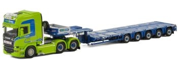 WSI01-2234 - SCANIA Streamline Topline 6x4 avec semi plateau surbaissé 5 essieux NOOTEBOOM transport Nordi Crane