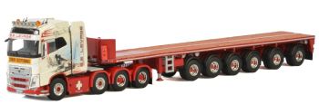 WSI01-2554 - VOLVO FH4 Globetrotter 8x4 avec semi plateau 6 essieux S.E LEVAGE