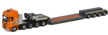 WSI01-3265 - SCANIA R Highline CR20H 10x4 avec remorque surbaissée Transports VAN DER LIST