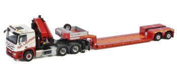 WSI01-3317 - MERCEDES BENZ Actros 6x4 avec grue PALFINGER PK65002 SH et remorque surbaisée NOOTEBOOM Euro SE LEVAGE