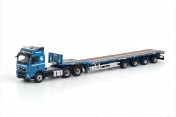 WSI02-1281 - VOLVO FH 6x4 avec remorque plateaux 4 essieux extensible SARENS