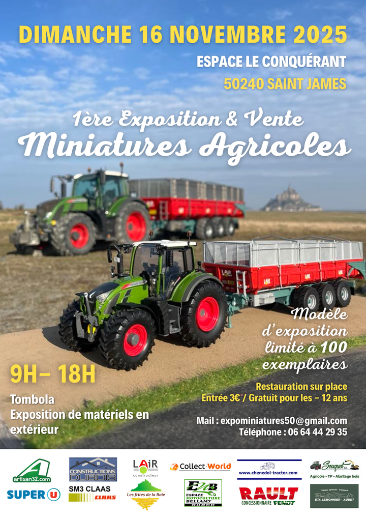 1ere Exposition & Vente Miniature Agricoles - Dimanche 16 Novembre 205 à Saint-James (50)