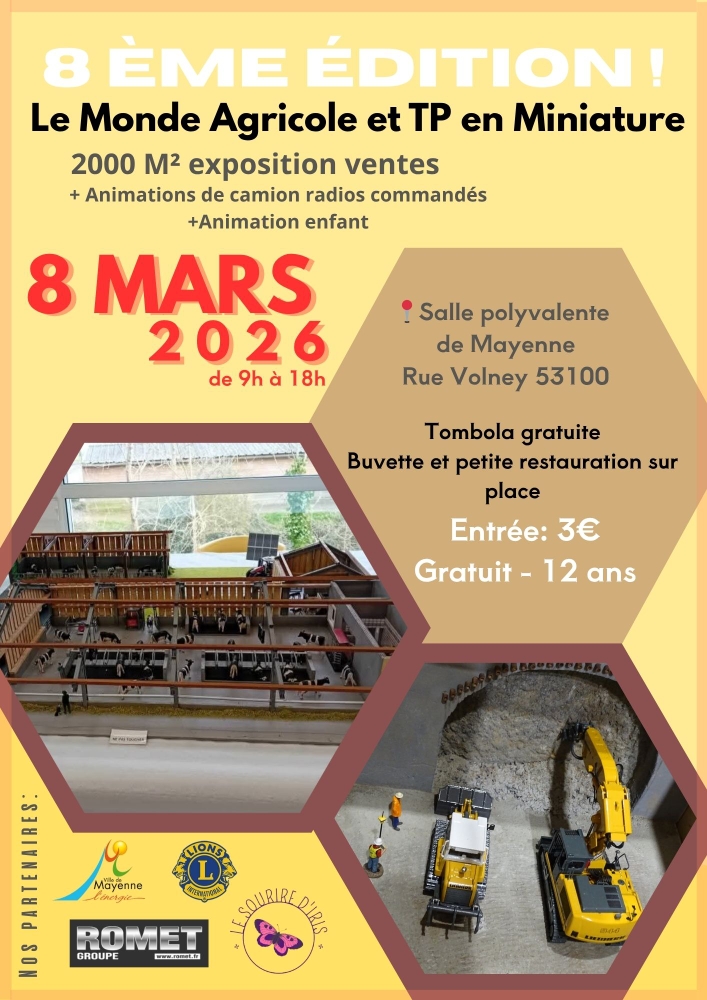 Exposition Ventes de miniatures Agricoles à MAYENNE (53) le 8 Mars 2026