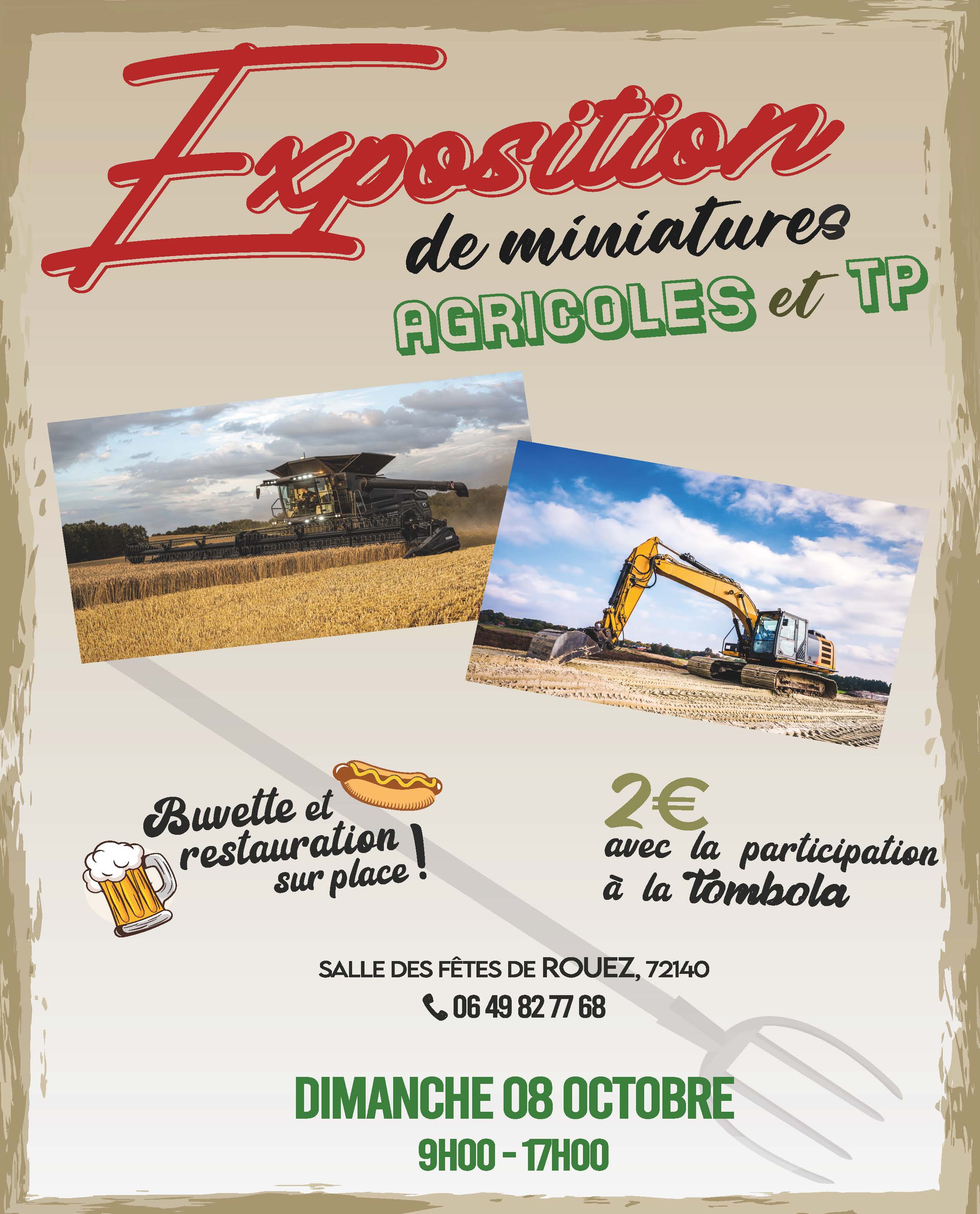 Exposition de miniatures agricoles  et travaux publics à Rouez (72) le 8 Octobre 2023 