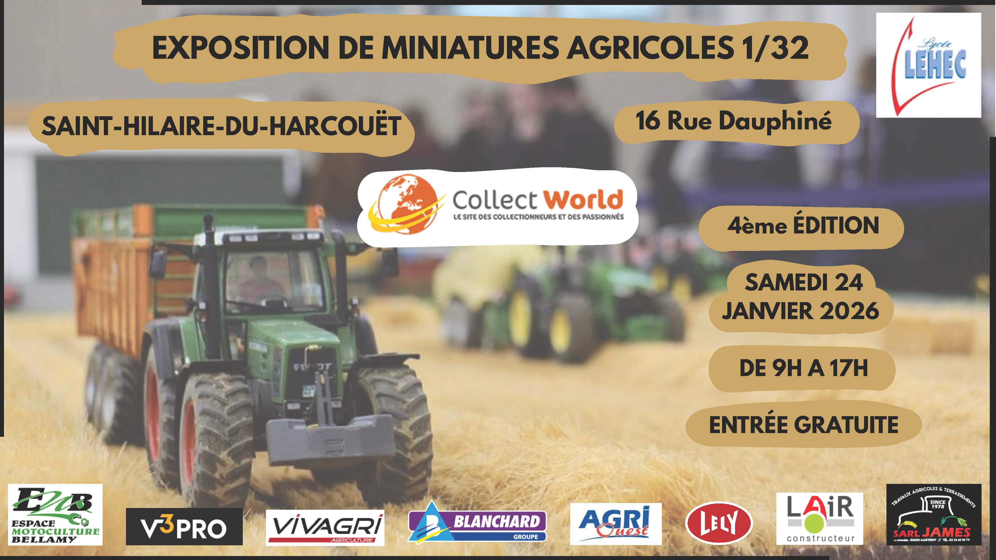 Exposition Ventes de miniatures Agricoles à SAINT-HILAIRE-DU-HARCOUET (50) le 24 Janiver 2026